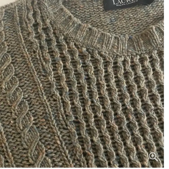 Ralph Lauren Lauren XXL Green Wool Alpaca Blend Cable Knit Sweater $165 NWT - Picture 5 of 5